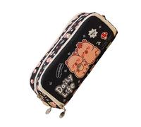 TAZIZI Estuche grande de lona para lápices, con múltiples compartimentos, organizador de bolígrafos de gran capacidad, para estudiantes, regalo de cumpleaños, Black