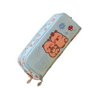 TAZIZI Estuche grande de lona para lápices, con múltiples compartimentos, organizador de bolígrafos de gran capacidad, para estudiantes, regalo de cumpleaños, Blue