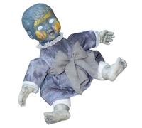 TAZIZI Figura de muñeca aterradora con cara iluminada y efecto de sonido aterrador, decoración de muñeca sentada aterradora, sonidos aterradores