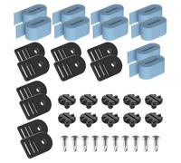 TAZIZI Juego de accesorios de correa de rodillo de piscina, correas de nailon azul con clips moldeados negros y pomos para reemplazo y almacenamiento de carrete de manta solar, accesorios de manta de