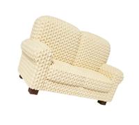 TAZIZI Sofá de juego de simulación para estilo de escena de casa de muñecas | Asiento de habitación de aspecto tejido con respaldo curvado, pieza de acento de exhibición, esquinas de estante