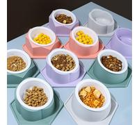 Tazón alto de alimentación para mascotas para gatos y perros, cuenco de arroz para derrames de agua para mascotas (verde, talla única)