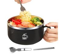 Tazón, cuencos de sopa con asas y tapa sellada, lonchera de acero inoxidable, contenedor de almacenamiento de alimentos, fideos, habitación