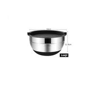 Tazón de acero inoxidable con tapa, base antideslizante, ensaladera profunda, batidor de huevos, utensilio de cocina, base de goma, batidora de silicona, tazón grueso.(2qt)