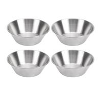 Tazón de Acero Inoxidable de 250 Ml, Plato de Salsa de Frutas para Ensalada de Camping a Prueba de Herrumbre con Bordes Lisos para Servir (Cuenco sin asas de acero inoxidable 4 piezas)