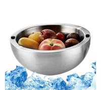 Tazón de acero inoxidable de doble pared | Tazón de enfriamiento de salsa aislado grueso | Envalía grande para platos congelados con de servicio lleno de agua | Sosten las salsas ensaladas de gu