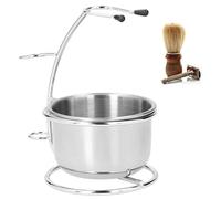 Tazón De Afeitar Conjunto Con Soporte De Afeitar, Taza De Afeitar De Acero Inoxidable Y Cepillo De Afeitar Conjunto Soporte La Maquinilla Afeitar Metal Titular Cepillo Afeitar Para Los Hombres Padre