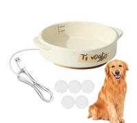 Tazón de agua con calefacción para perros - 1.5L Ceramic Pet Bowl, Auto Constant Temp Waterer, Diseño contra la punta | Gatos de dispensadores de invierno, conejos, pájaros, gallinas, animales al aire