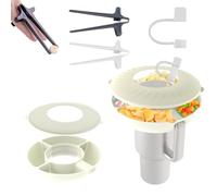 Tazón de Aperitivos para Stanley Cup Set, Bandeja para Aperitivos de Silicona con Tapa, Tapa de Pajita & Palillos para Dedos, 4 Compartimentos Reutilizables para Stanley 40oz Adecuado(Blanco)