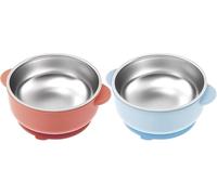 Tazón de bebe de acero inoxidable 304, cuencos antigrietas 2 en 1 Bebés, plato de bebe con funda de silicona extraíble, cuenco de ventosa para bebés sin Bpa, antifugas adecuado para niños pequeños. (2