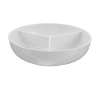 Tazón de Cereal de Cerámica Blanco de Triple Compartimento Apilable | Apto para Microondas y Horno, Separación Seca y Húmeda, Estilo Minimalista Japonés, Desayuno y Buffet