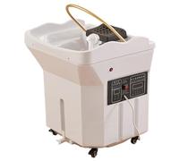 Tazón de champú para peluquería de salón, máquina de champú eléctrica con reposacabezas y función de almacenamiento de agua, lavado cíclico de 360°, temperatura del agua ajustable para salón, clínica