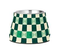 Tazón de color crema de jade a cuadros para mascotas, antideslizante, de acero inoxidable, cuencos básicos para amar a las mascotas, comer lentamente