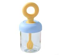 Tazón de desayuno portátil a prueba de fugas de 500 ml con cuchara y caja de aderezo separada para yogur, ensalada y aperitivos (azul)