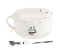 Tazón de Fideos de 1000 ml con Tapa y Asa, Recipiente Térmico para Sopas con Tenedor - Tupper de Acero Inoxidable a Prueba de Fugas - Ideal para Llevar Comida a la Oficina, Universidad o Casa - Para N