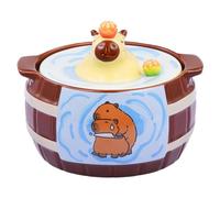 Tazón De Fideos De Cerámica - Tazas De Sopa Capybara, Tazones De Ramen Grandes | Tazón De Ramen Instantáneo, Plato De Cereal Con Microondas Con Tapa, Diversos Utensilios De Cocina, Mangos