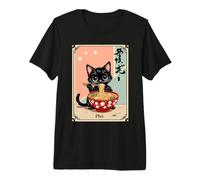 Tazón de Fideos Pho Cat Foodie Cocina asiática Arte Camiseta Premium