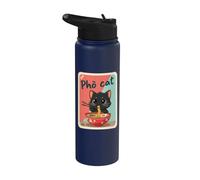 Tazón de fideos Pho Cat Foodie Cocina asiática Arte Stainless Steel Insulated Water Bottle