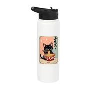 Tazón de fideos Pho Cat Foodie Cocina asiática Arte Stainless Steel Insulated Water Bottle