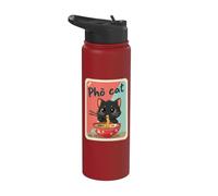 Tazón de fideos Pho Cat Foodie Cocina asiática Arte Stainless Steel Insulated Water Bottle