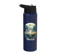 Tazón de fideos Pho Cat Foodie Cocina asiática Arte Stainless Steel Insulated Water Bottle
