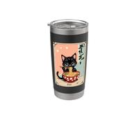 Tazón de fideos Pho Cat Foodie Cocina asiática Arte Vaso térmico de acero inoxidable de doble pared