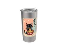 Tazón de fideos Pho Cat Foodie Cocina asiática Arte Vaso térmico de acero inoxidable de doble pared