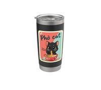 Tazón de fideos Pho Cat Foodie Cocina asiática Arte Vaso térmico de acero inoxidable de doble pared