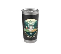 Tazón de fideos Pho Cat Foodie Cocina asiática Arte Vaso térmico de acero inoxidable de doble pared