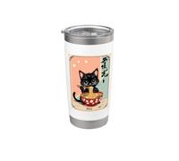 Tazón de fideos Pho Cat Foodie Cocina asiática Arte Vaso térmico de acero inoxidable de doble pared