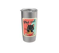 Tazón de fideos Pho Cat Foodie Cocina asiática Arte Vaso térmico de acero inoxidable de doble pared