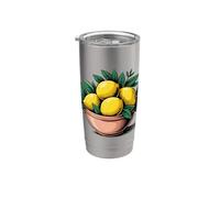 Tazón de frutas cítricas de limón verano Vaso térmico de acero inoxidable de doble pared
