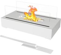 Tazón de Fuego de Mesa, Chimenea de bioetanol con fogón de sobremesa y Calentador de sobremesa portátil de Vidrio, fogón Rectangular de Alcohol for Interior y Exterior(White)