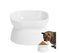 Tazón de gatito - Comedor de gato con textura de mármol de 10 grados, cuencos de doble cara | Estación de agua y alimentos elevados ergonómicos para cachorros de gatitos, platos para mascotas