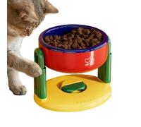 Tazón De Gato Elevado De 17.5 Cm Para Mejorar La Hora De La Comida, Admite La Salud Cervical De PET, La Base De Succión Que No Es De Deslizamiento, Alturas Ajustables De 16 Cm Y 14.5 Cm, Solución De A