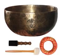 Tazón de meditación, tazón tibetano conjunto de tazón de cobre de 6 pulgadas tibetana tazón redondo de canto con mazos y colchón tibetano tibetano para meditación chakra de yoga de atención plena y m