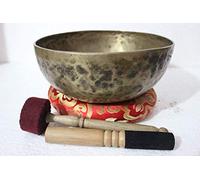 Tazón de meditación tibetana martillada a mano con forma de chakra sacro D Note de 9,5 pulgadas, cuenco de yoga viejo