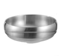 Tazón de pasta de acero inoxidable de doble capa coreano apto para microondas apilable de lujo para superficie para fideos fríos, sopa en casa, restaurante, plata, oro, 19,5-22 cm (M)