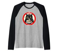 Tazón de Ramen de Gato Negro estético japonés Camiseta Manga Raglan