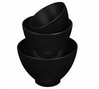 Tazón de Silicona para Mascarilla Facial, Lote 3 Piezas Negro | Boca Amplia, Fondo Profundo y Escala Interior, Superficie Lisa Antiadherente, para Mezclar Pigmentos