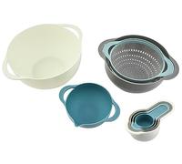 Tazón de sopa de cerámica, Cuencos for mezclar, coladores, 4 tazas medidoras, tamiz for hornear, preparación de alimentos, accesorios for acampar en autocaravanas, 8 piezas(颜色)