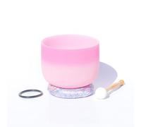 tazón de vidrio para cantar con vidrio de cuarzo esmerilado rosa, tazón de música de Buda con llave C con golpeador y junta tórica para curación de sonido, adornos de presión de liberación de