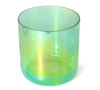 tazón de vidrio para cantar yoga, meditación y curación de sonido, tazón de cuarzo para chakras, con atacante acrílico y junta tórica, verde degradado (8 pulgadas E Note, 440Hz)