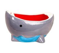 Tazón decorativo, tazón de fruta linda de cerámica de 40 oz con base no deslizante, bandeja lisa de múltiples usos, decoración de tiburones de dibujos animados para la sala