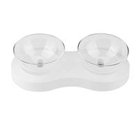 Tazón Doble Ajustable para Gatos Comedero para Mascotas Inclinación de 20 Grados Material de PC ABS Transparente Diseño Ovalado para Gatos Perros Alimentación cómoda Protección