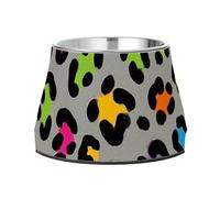 Tazón elevado de acero inoxidable para mascotas, color leopardo, gris, para mascotas, para amar a las mascotas, plato de alivio de bigotes para perros para comer lento