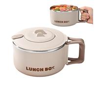 Tazón grande ramen de 1200 ml con tapa - Olla de pasta resistente y taza de sopa | Cuenco de sopa japonés de acero inoxidable con asa, ideal para universidad, dormitorios y hogar