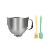 Tazón mezclador de acero inoxidable de 5 cuartos, compatible con batidoras de cabezal inclinable KitchenAid de 4,5 a 5 cuartos, con espátula de silicona y cepillo.