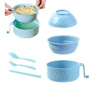 Tazón para cocinar fideos ramen para microondas con tapa, 3 en 1, máquina de sopa instantánea, pasta y arroz, juego de cocina esencial para estudiantes universitarios, tazón de ramen para microondas