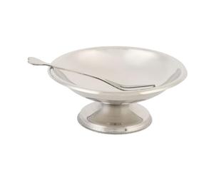 Tazón para helado, taza de postre redonda de acero inoxidable, pudín de metal, cuencos para servir ensalada, taza de helado con patas y tenedor para pudín de frutas, merienda, (Corto Pequeño 10CM)